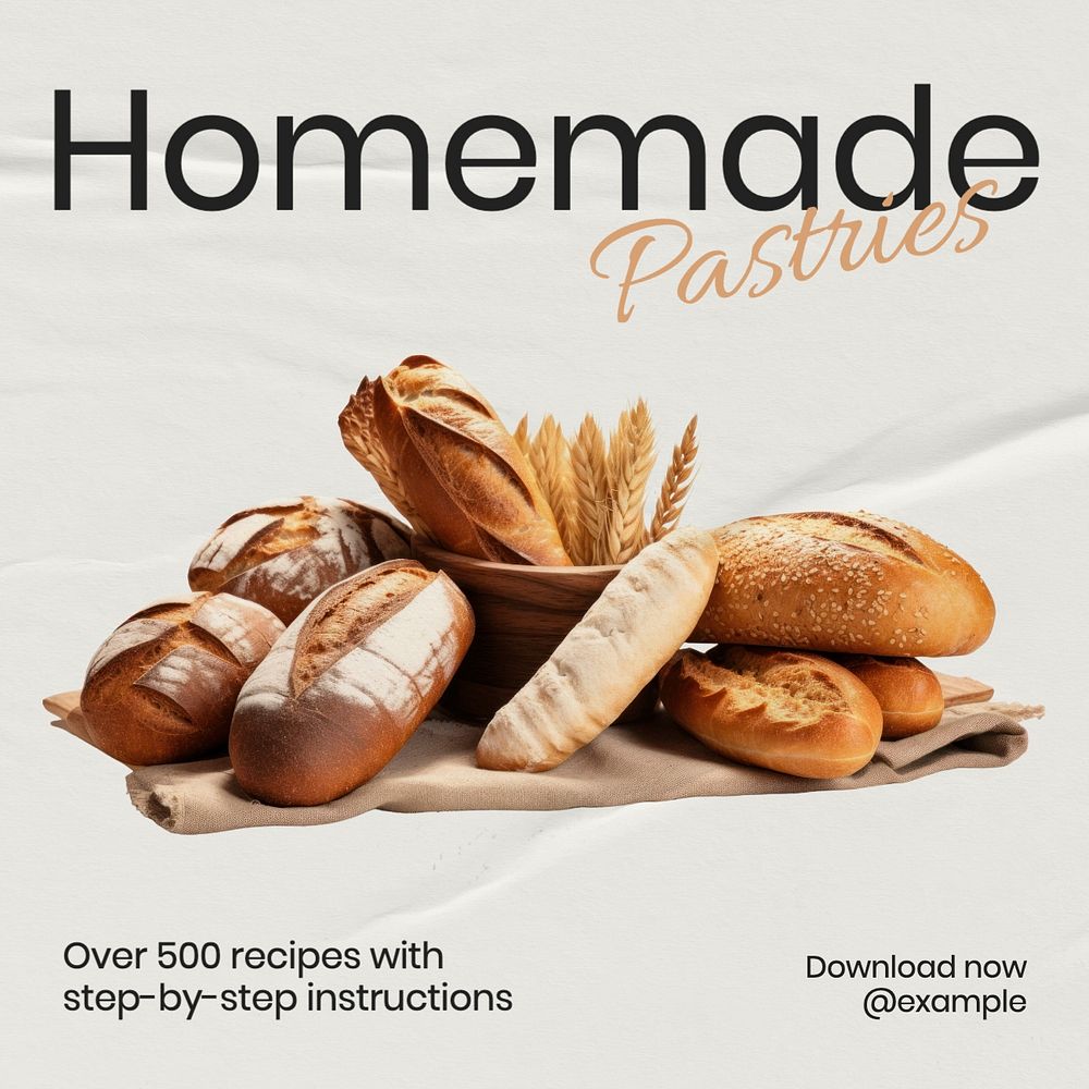 Homemade pastries Facebook post template, editable design