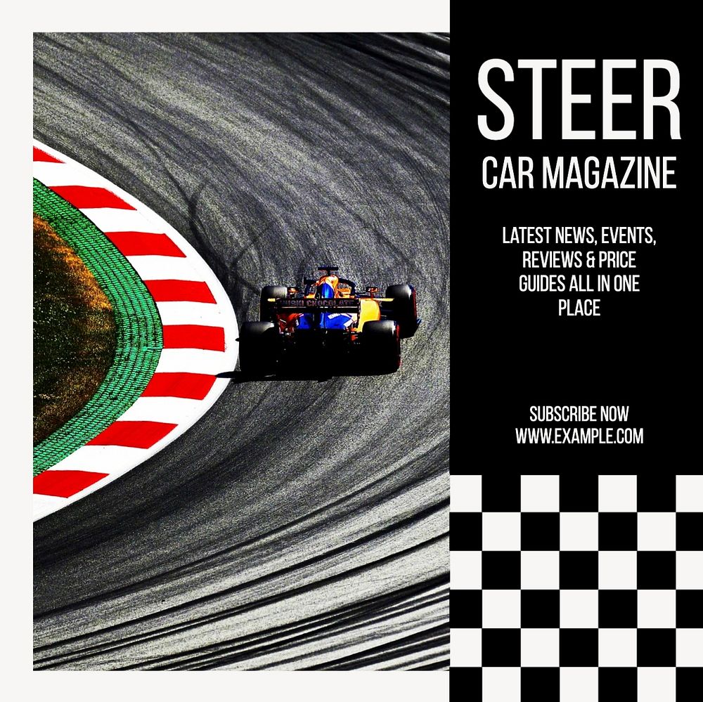 Car magazine Facebook post template, editable design