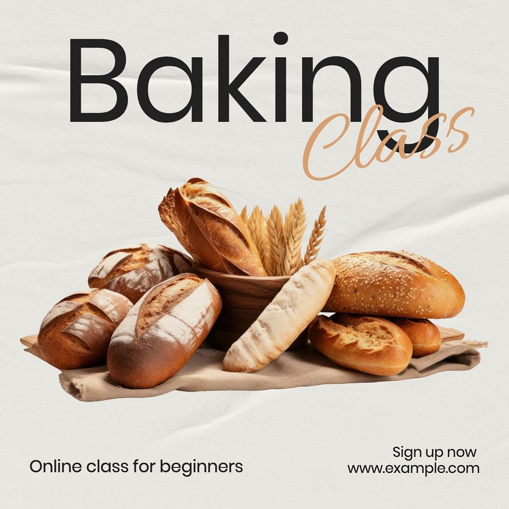 Baking class Facebook post template, editable design