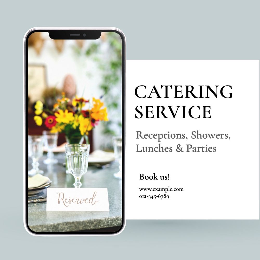 Catering service Facebook post template, editable design