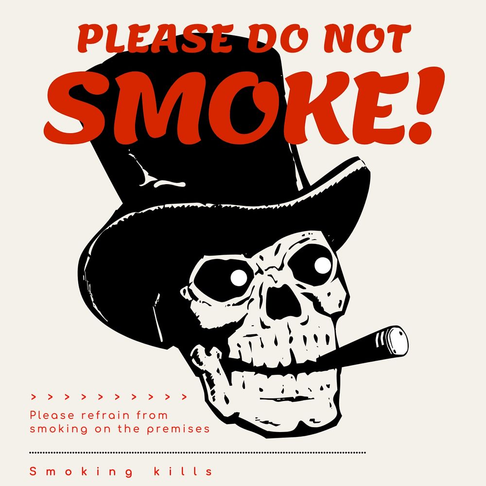 Smoking not permitted Facebook post template, editable design