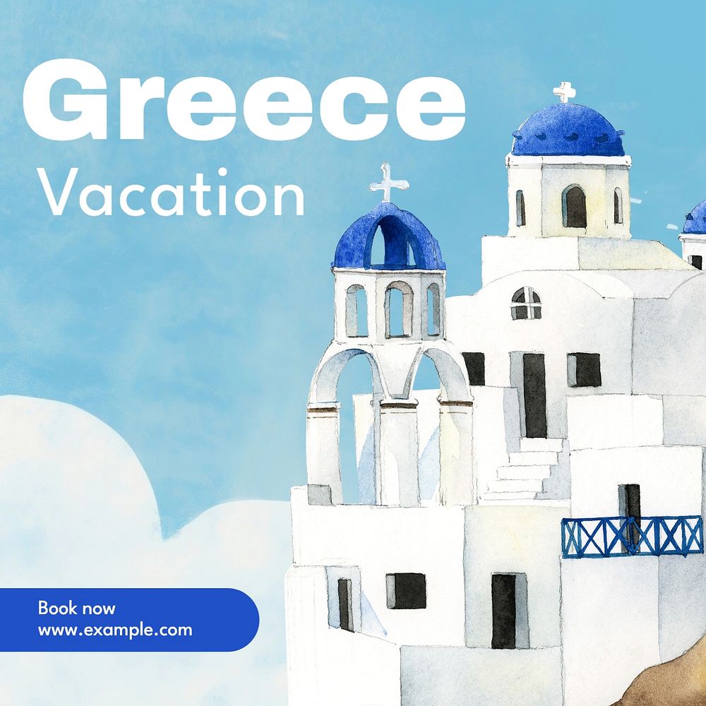 Greece vacation Instagram post template, editable text