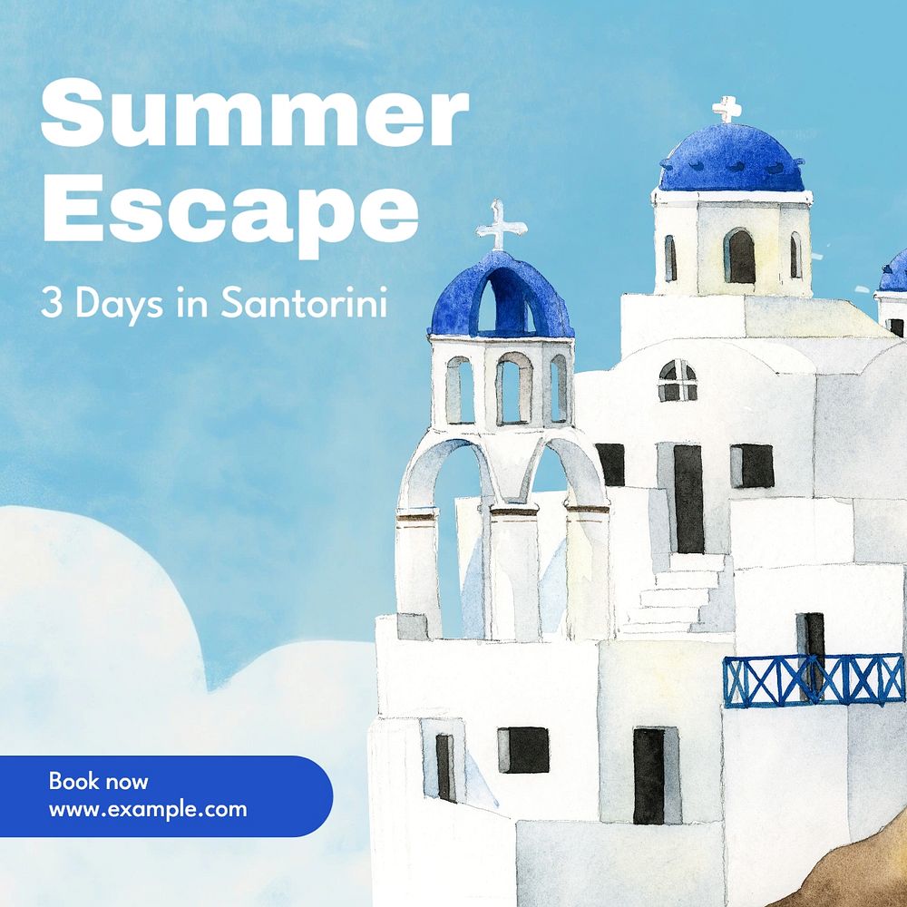 Summer escape Instagram post template, editable text