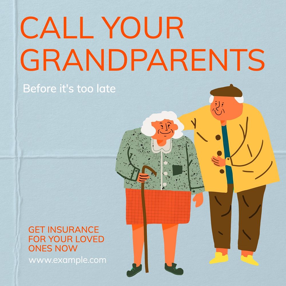 Elderly insurance Facebook post template, editable design