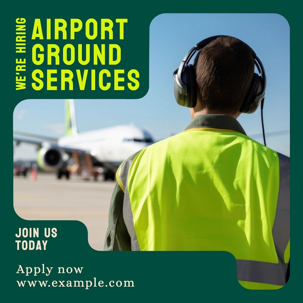 Airport ground services Facebook post template, editable design