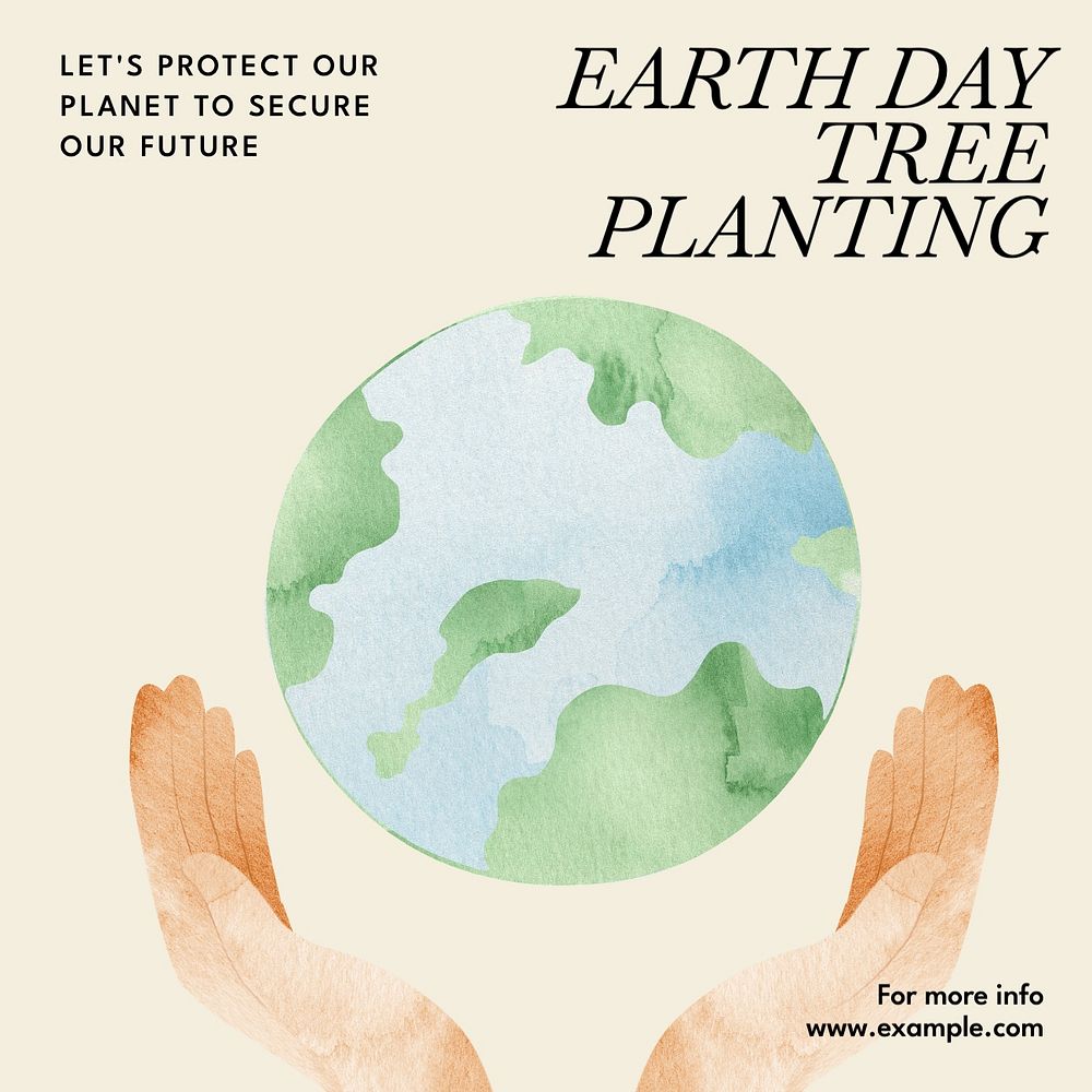 Earth day & tree Instagram post template, editable text