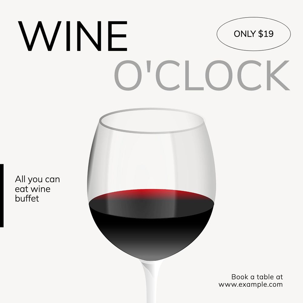 Wine bar Facebook post template, editable design