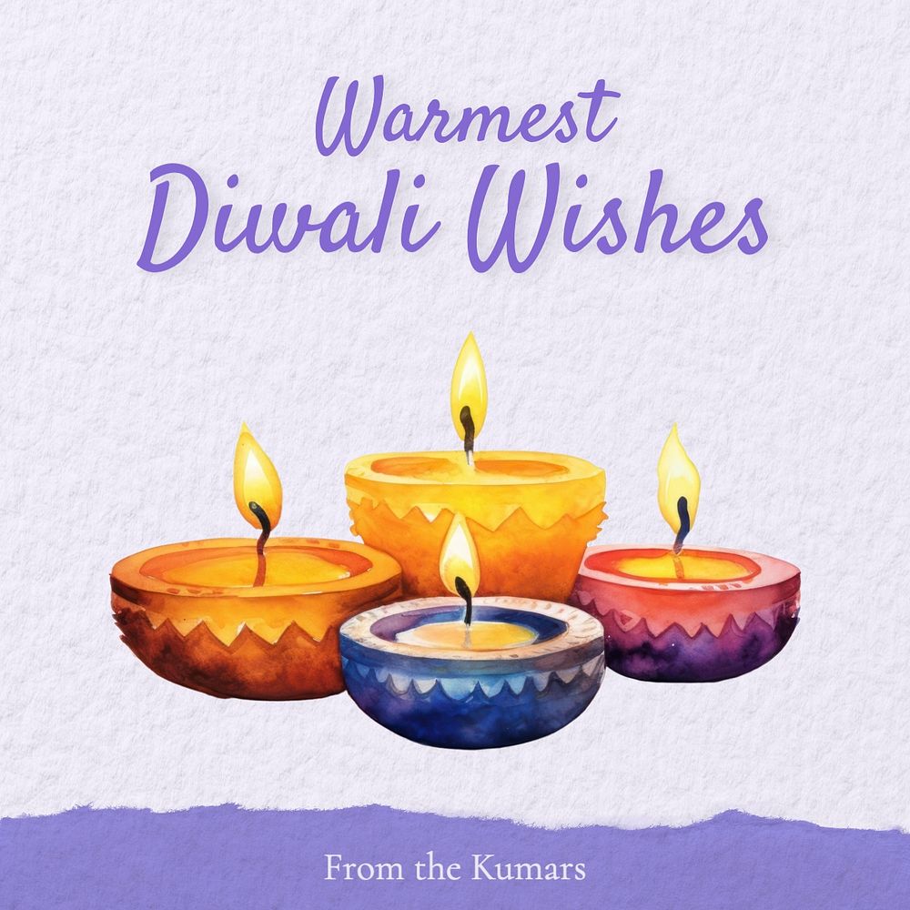 Diwali wishes Facebook post template, editable design