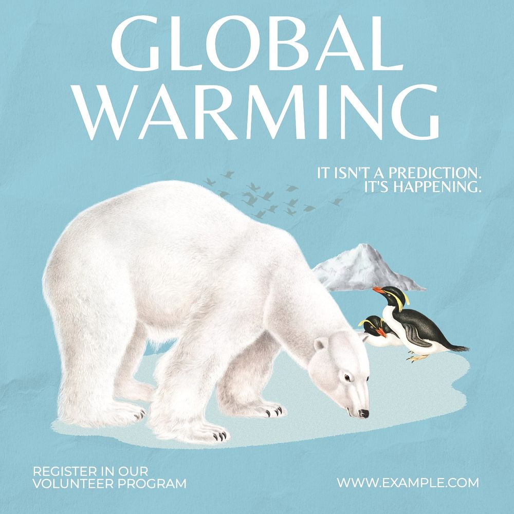 Global warming Instagram post template, editable text