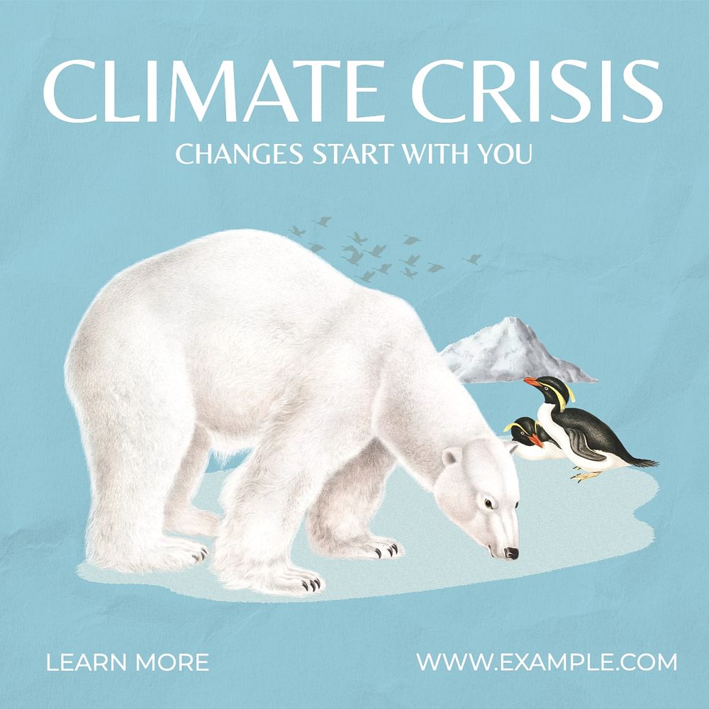 Climate crisis Instagram post template, editable text