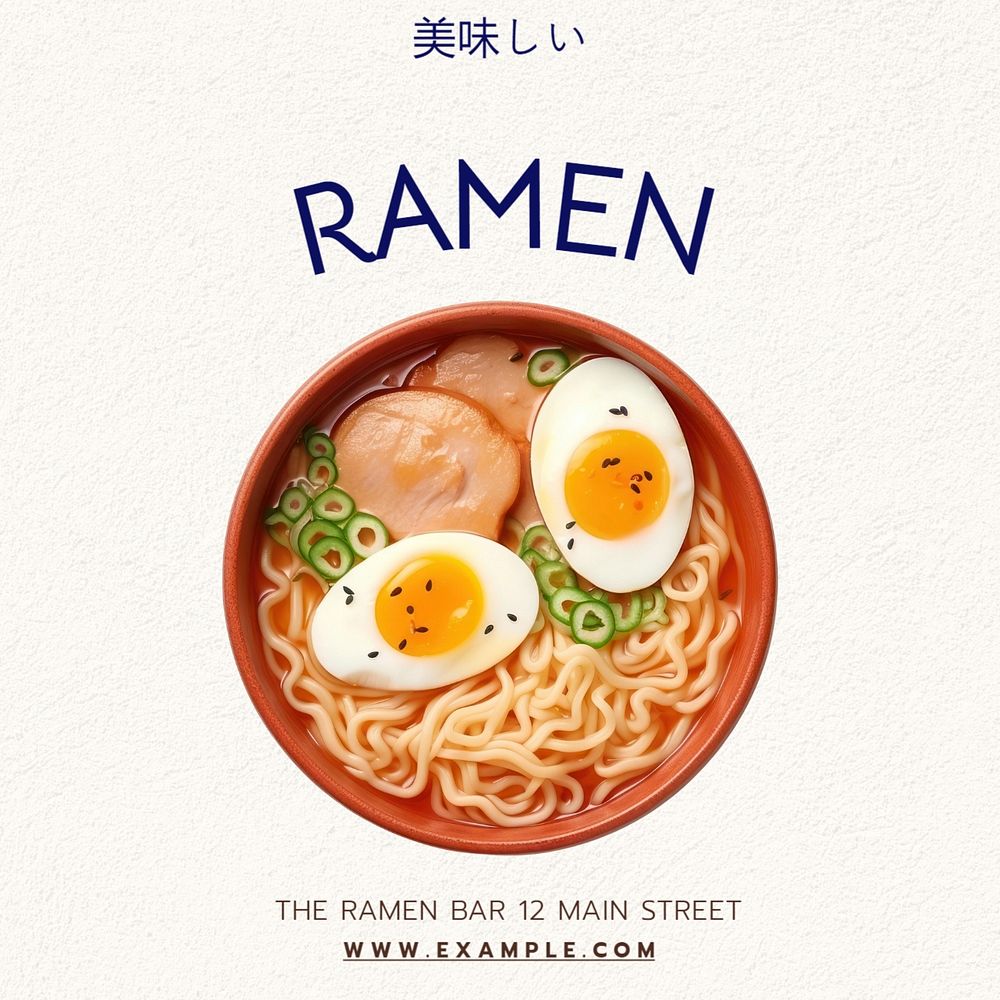 Ramen bar Facebook post template, editable design