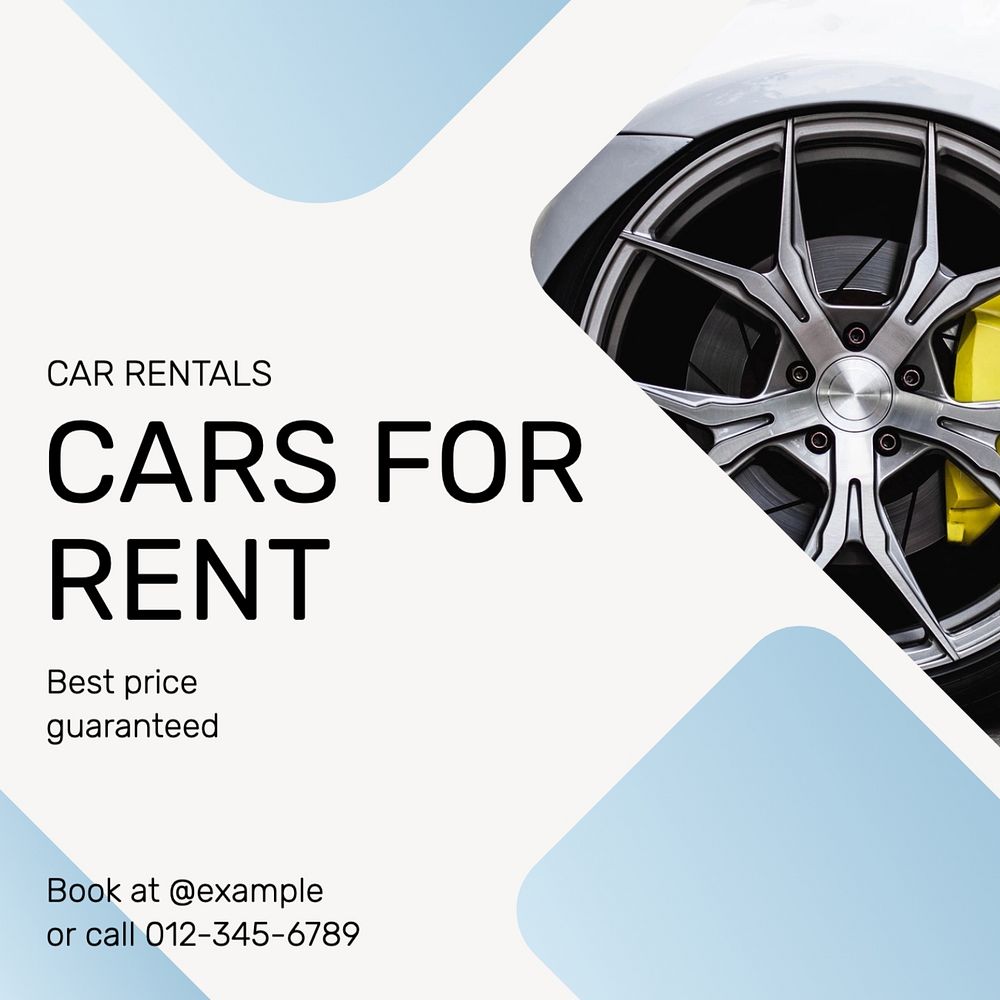 Car for rent Facebook post template, editable design