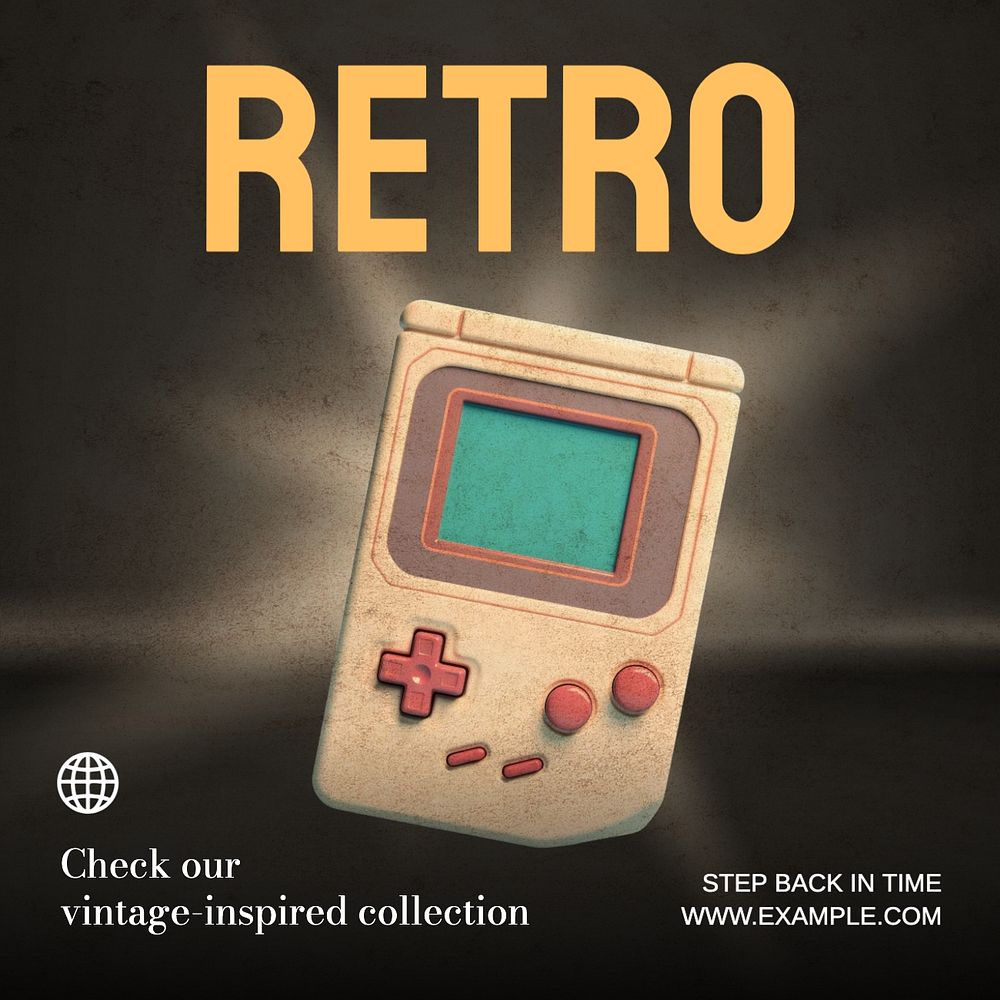 Retro collection Instagram post template, editable text