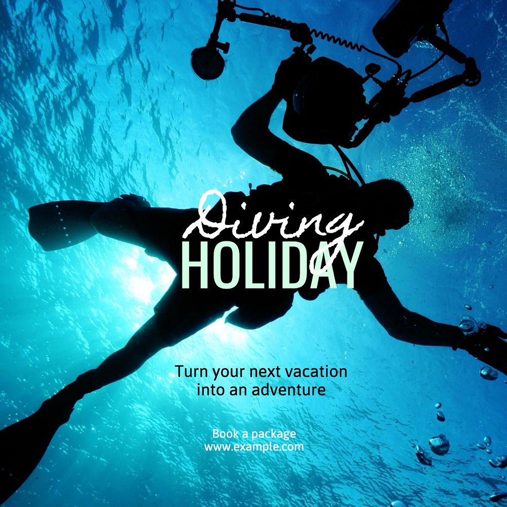 Diving holiday Facebook post template, editable design