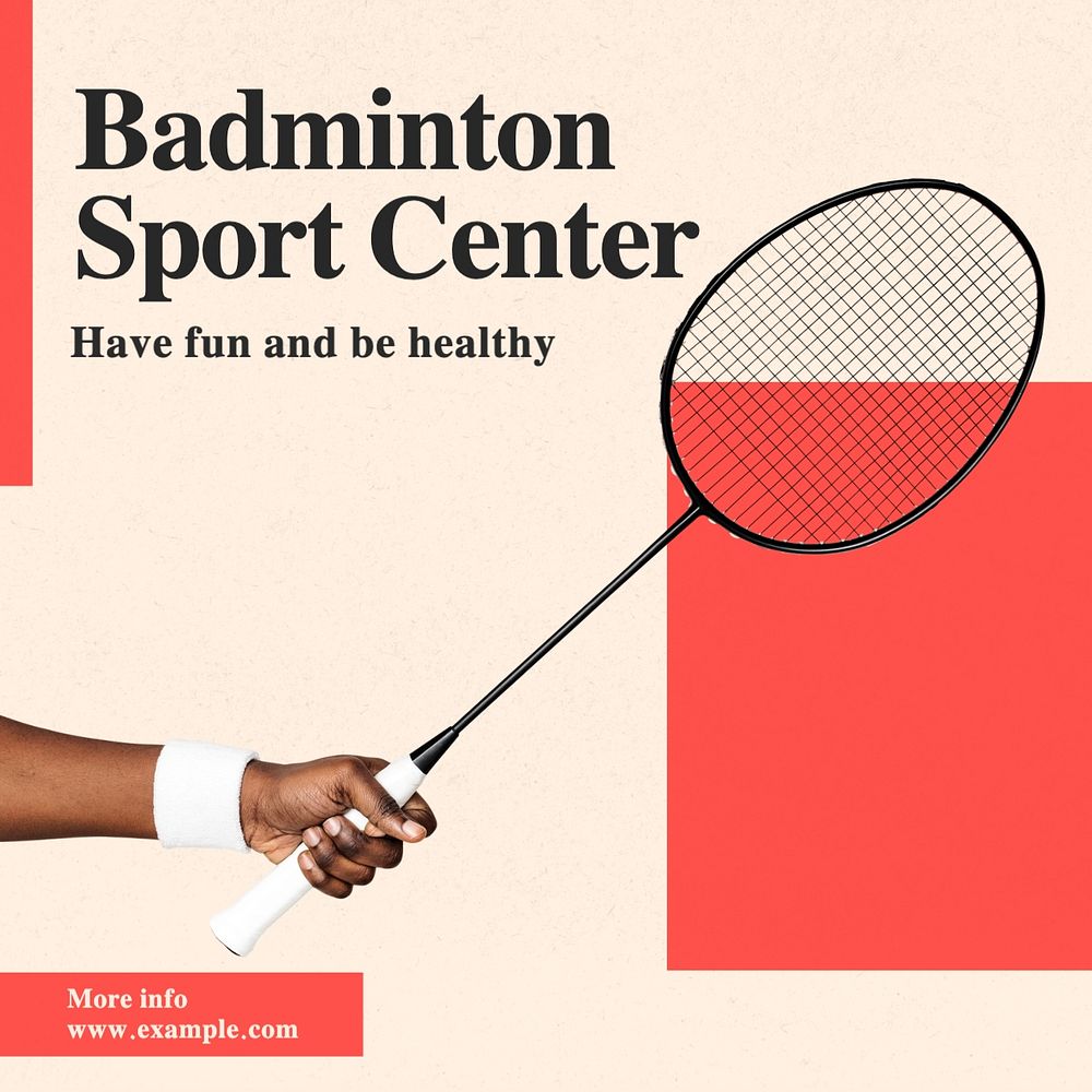 Badminton Facebook post template, editable design