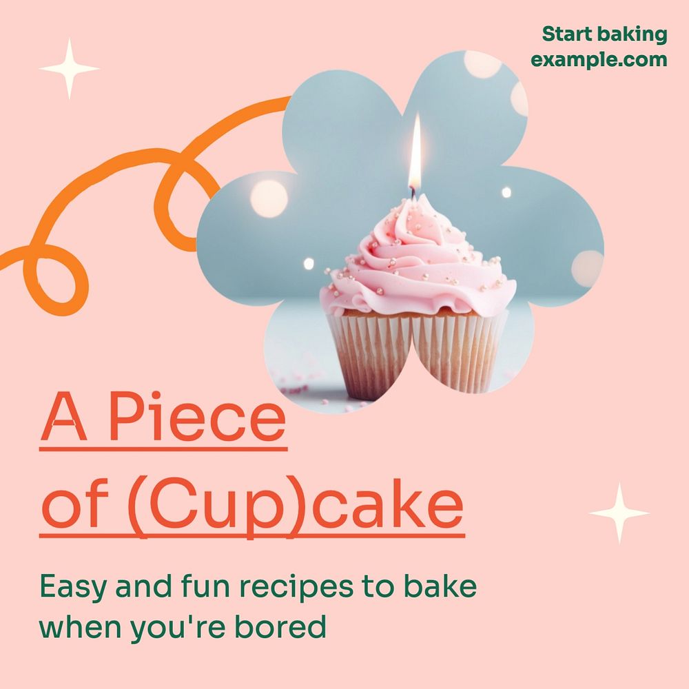 Baking recipes Facebook post template, editable design