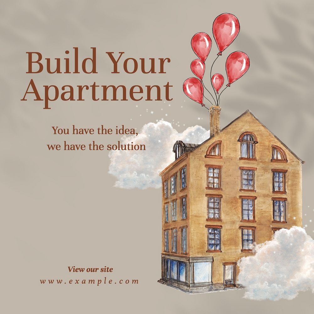 Build your apartment Instagram post template, editable text