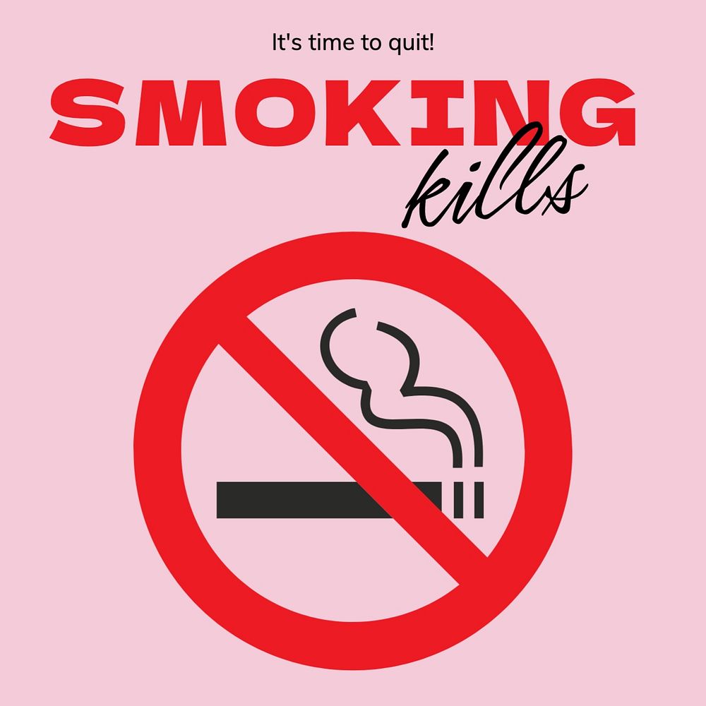 Smoking kills Facebook post template, editable design