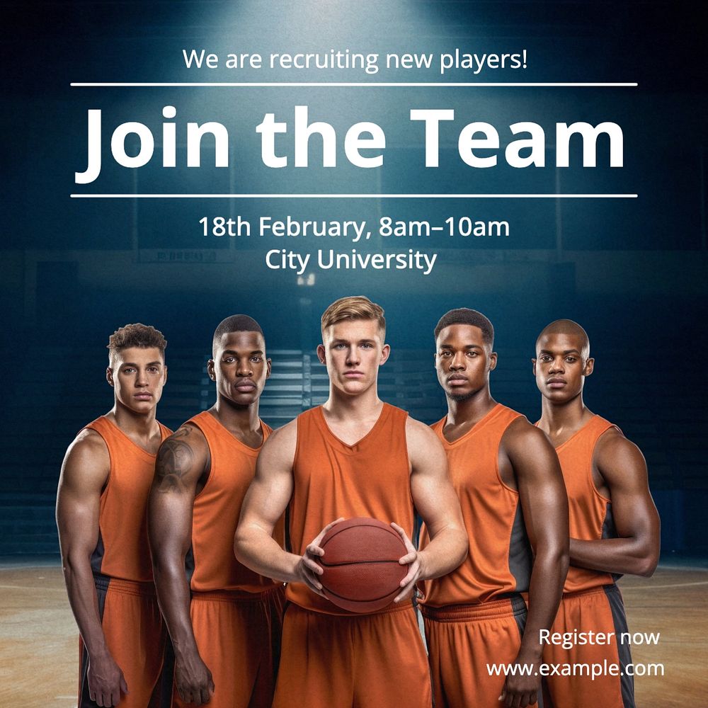 Join the team Instagram post template, editable text