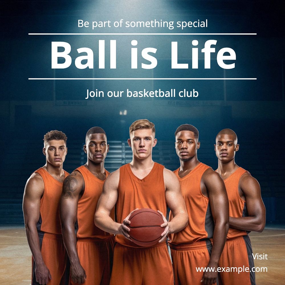 Basketball club Instagram post template, editable text