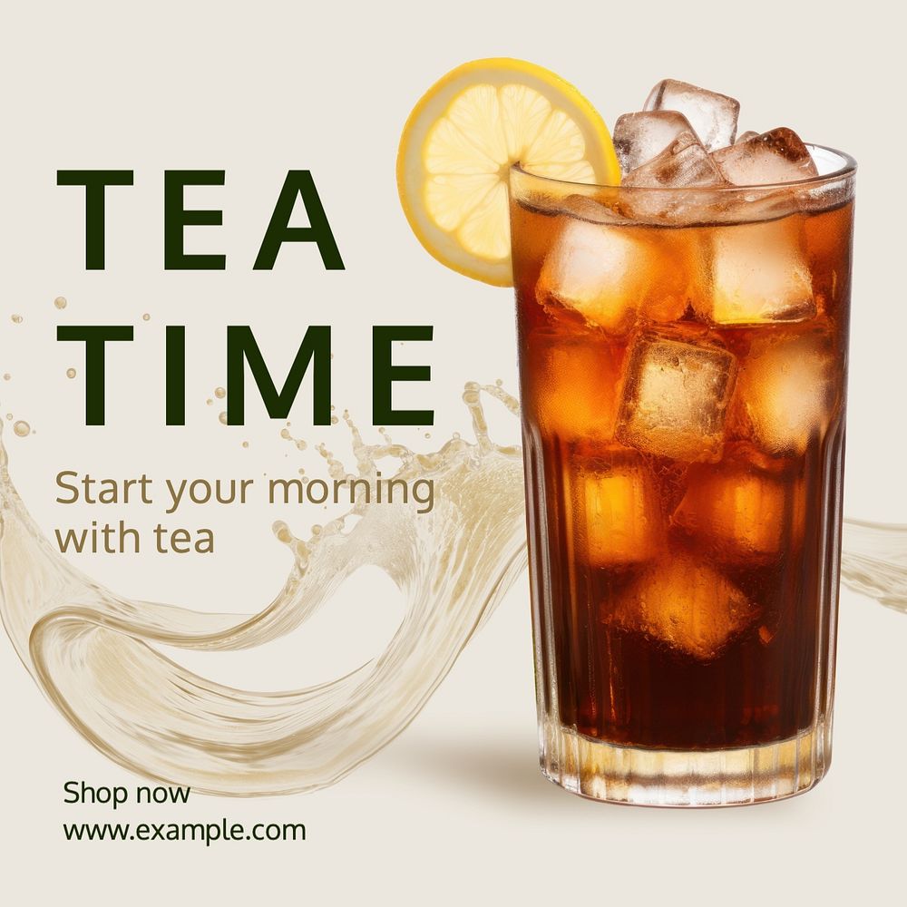 Tea time Instagram post template, editable text