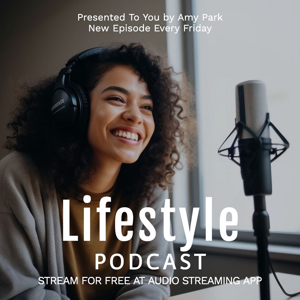 Lifestyle podcast Instagram post template, editable text