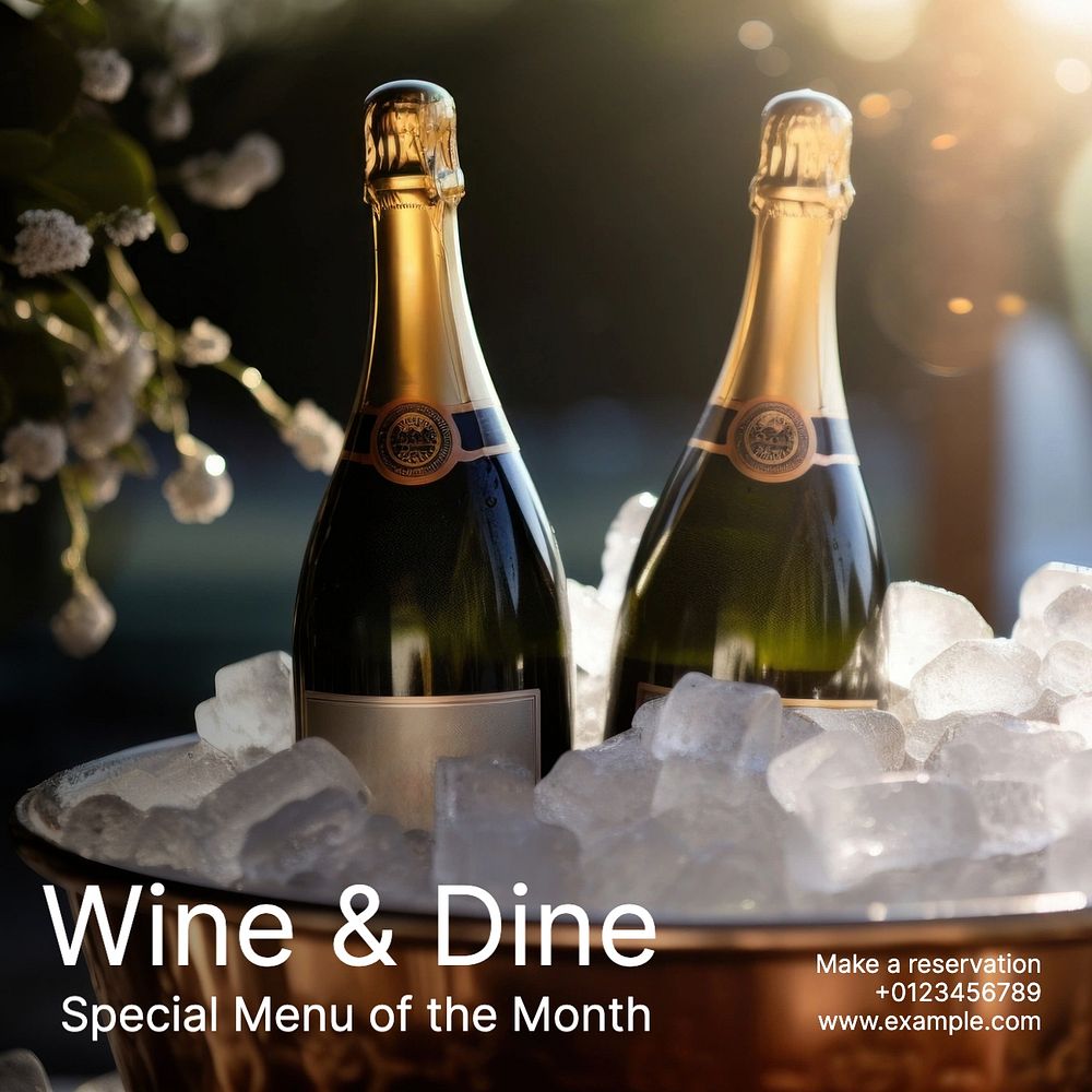 Wine & dine Facebook post template, editable design