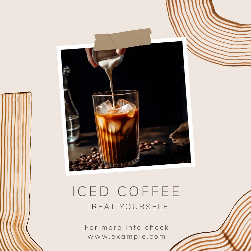 Iced coffee Facebook post template, editable design