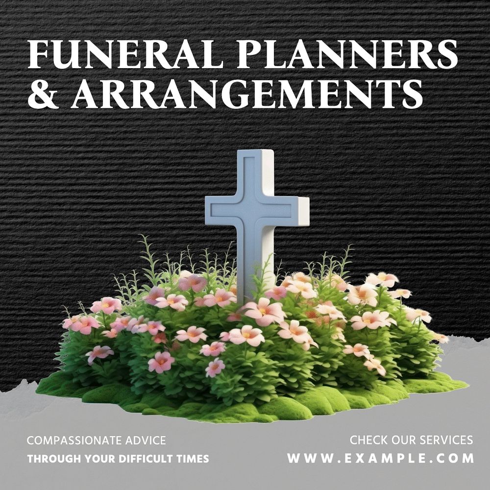 Funeral planners Facebook post template, editable design