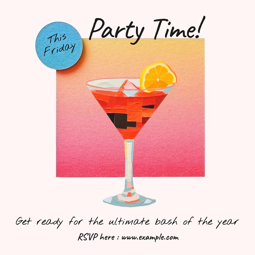 Party time Instagram post template, editable text