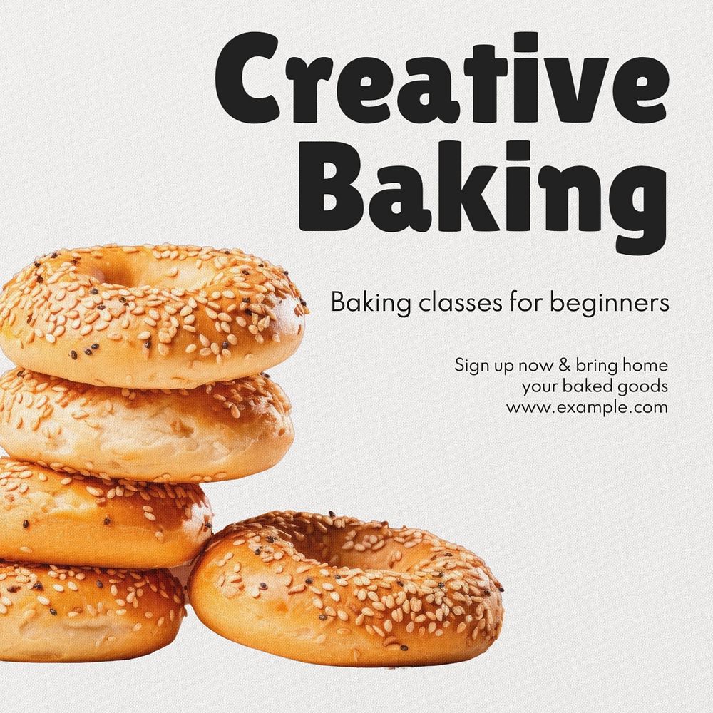 Creative baking class Facebook post template, editable design