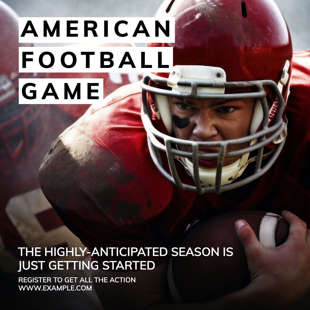 American football Facebook post template, editable design