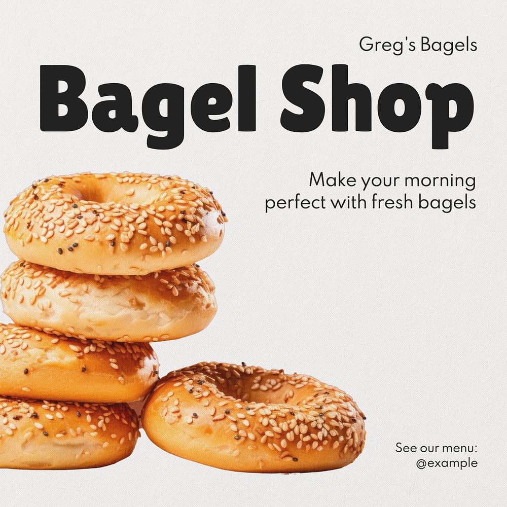 Bagel shop Facebook post template, editable design