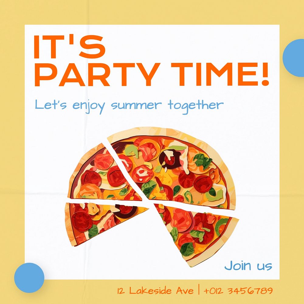 Party time Instagram post template, editable text