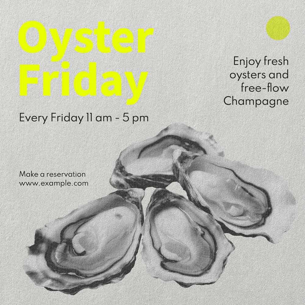 Oyster Friday Facebook post template, editable design