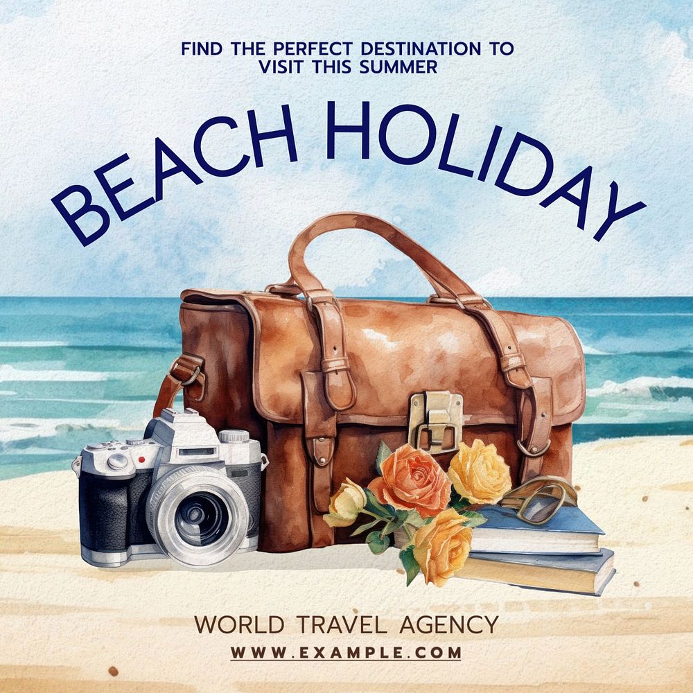 Beach holiday Instagram post template