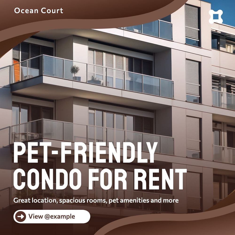 Pet-friendly condo  Instagram post template, editable text