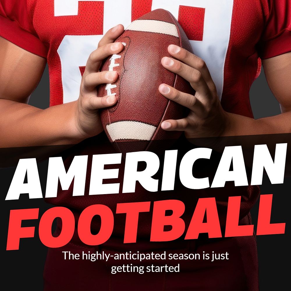 American football Facebook post template, editable design