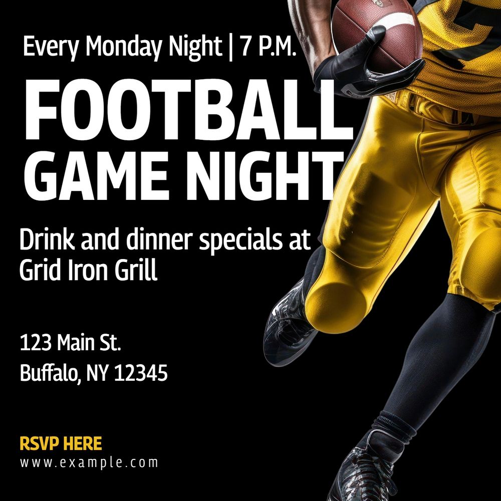 Football game night Facebook post template, editable design