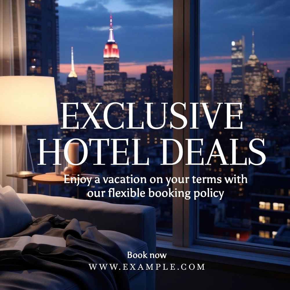 Hotel deals Instagram post template, editable text