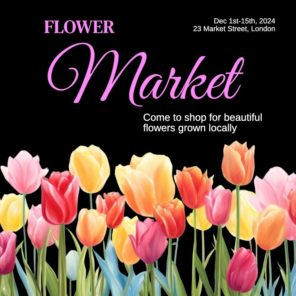 Flower market Instagram post template