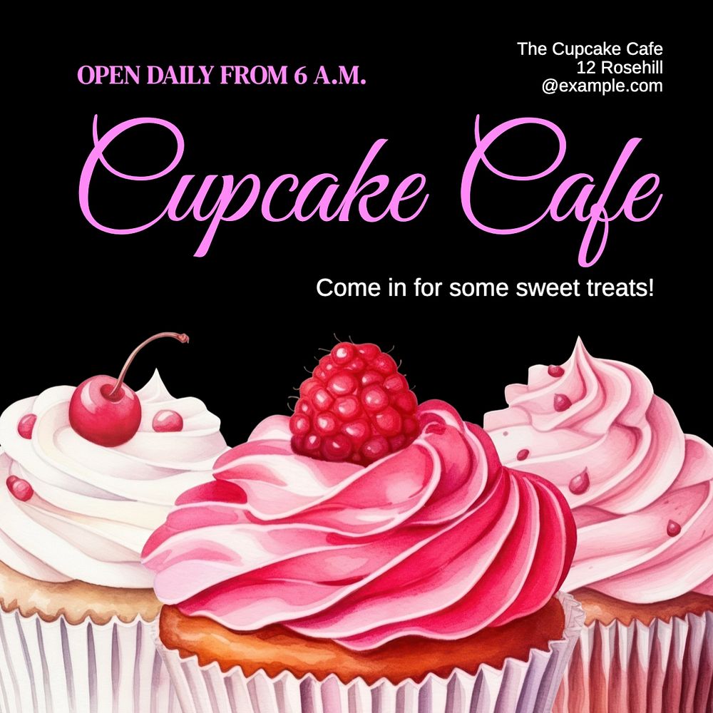 Cupcake cafe Instagram post template