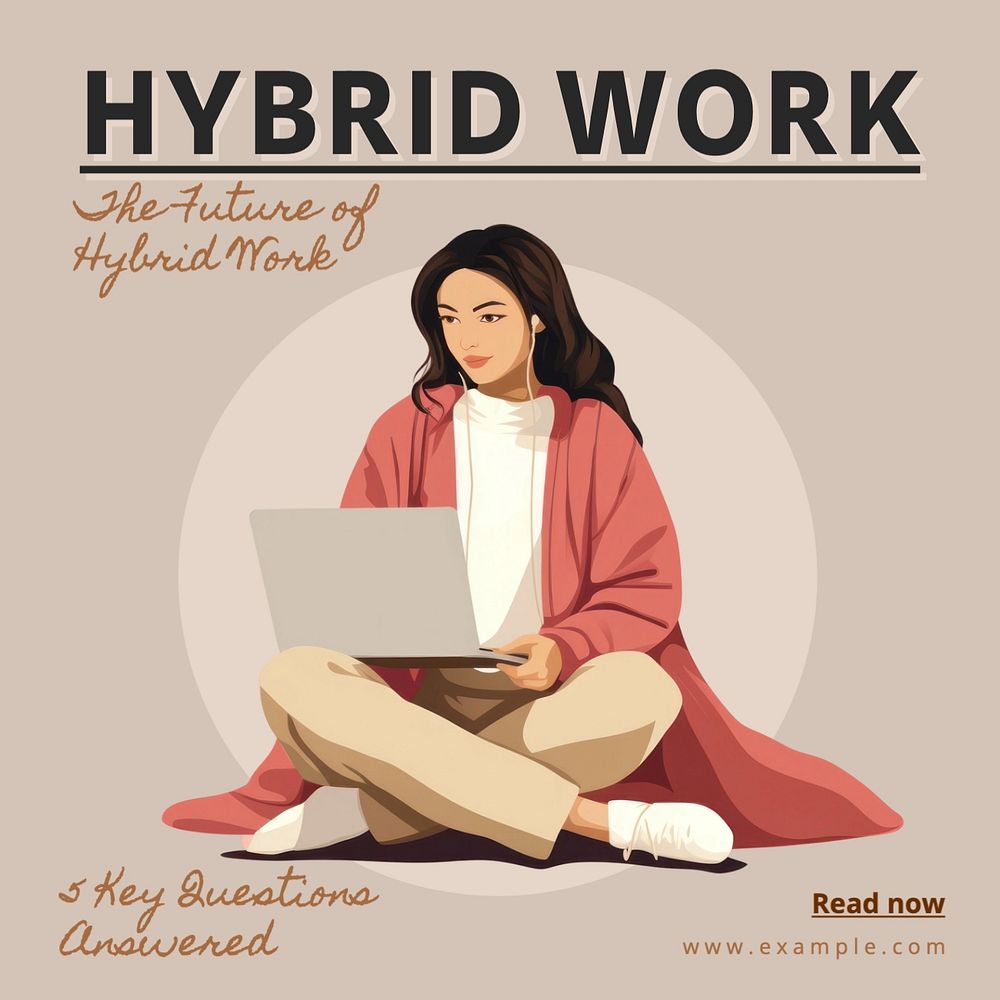 Hybrid work Instagram post template