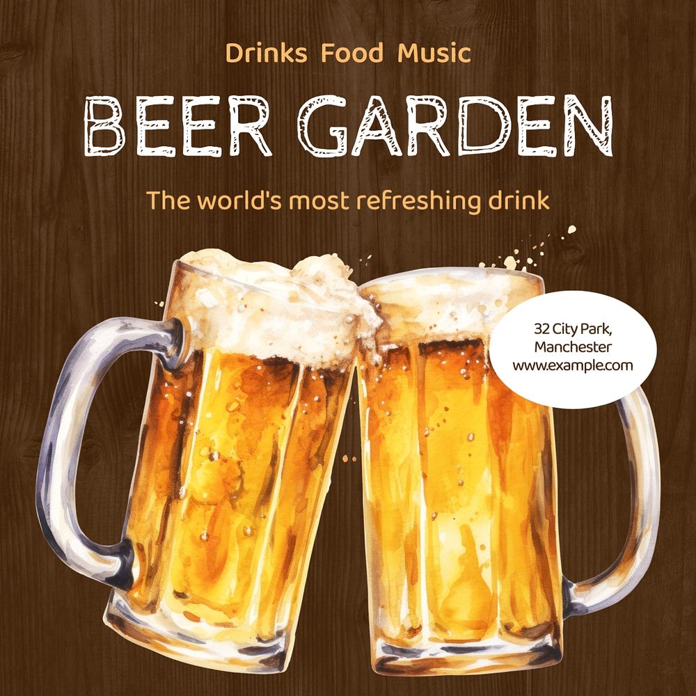 Beer garden Instagram post template, editable text