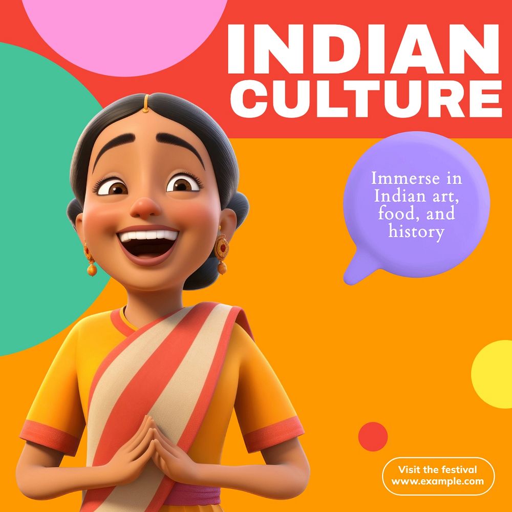 Indian culture Instagram post template, editable text