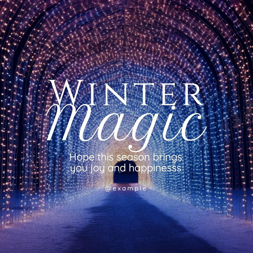 Winter magic Instagram post template, editable text