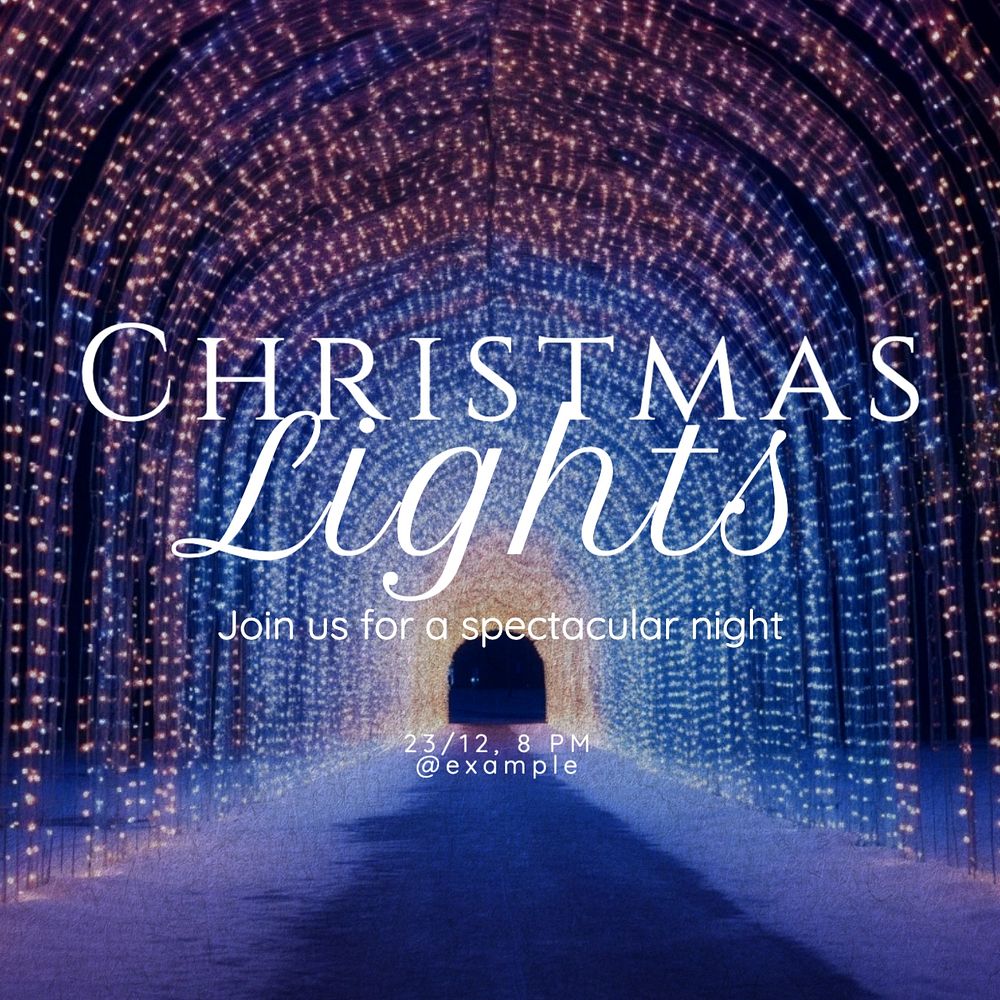 Christmas lights Instagram post template, editable text