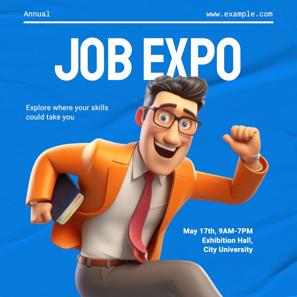 Job expo Instagram post template, editable text