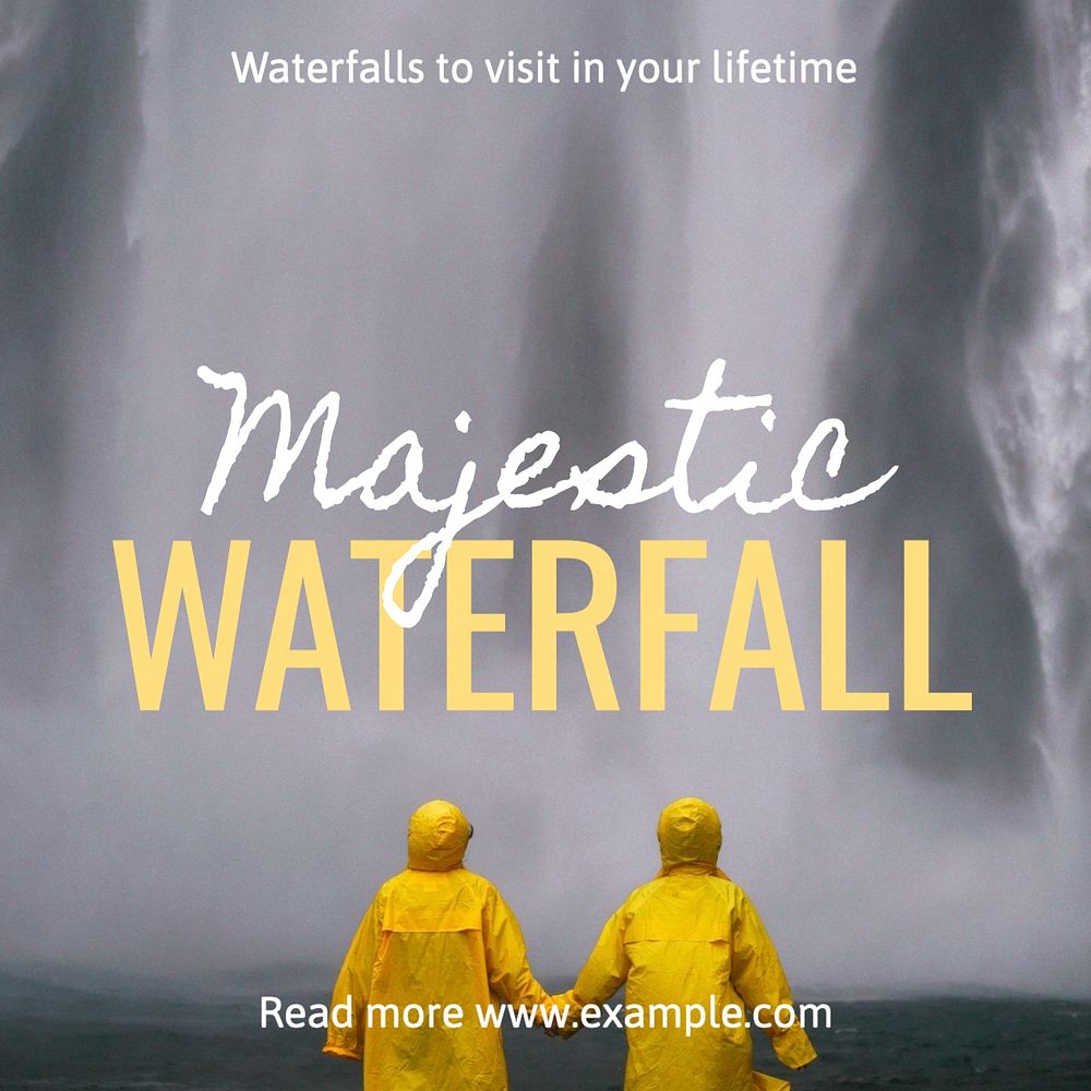 Majestic waterfall Instagram post template