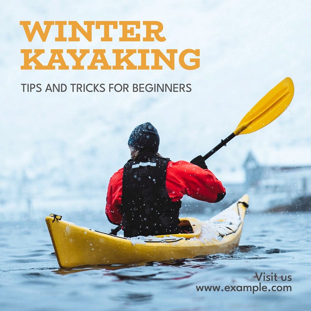 Winter kayaking Instagram post template